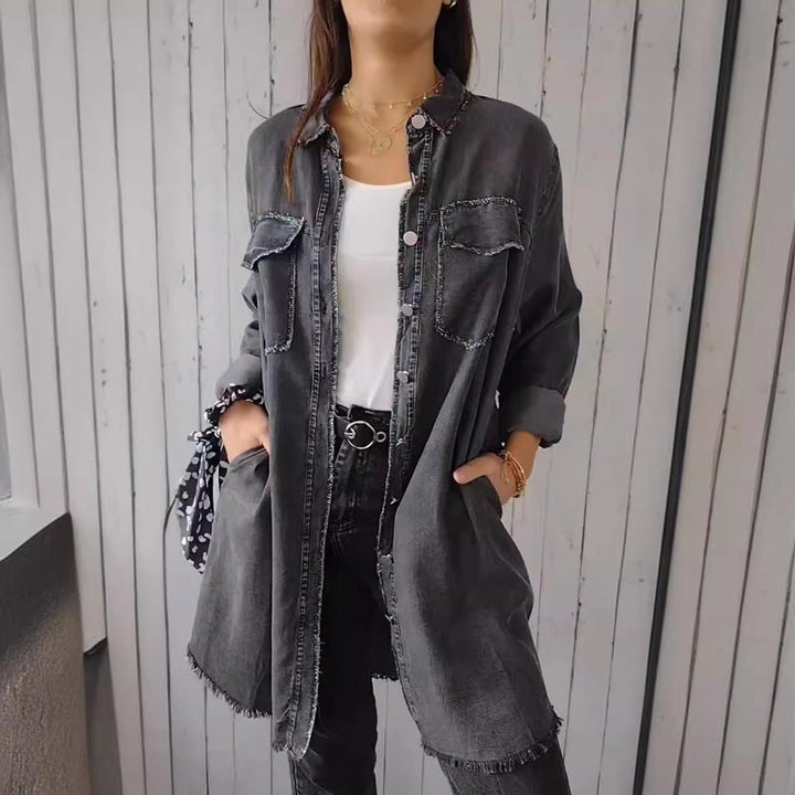 Vintém d'Ouro - Blazer jeans oversized da moda