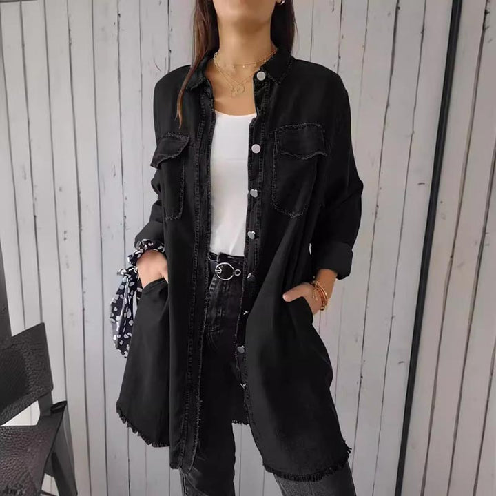 Vintém d'Ouro - Blazer jeans oversized da moda