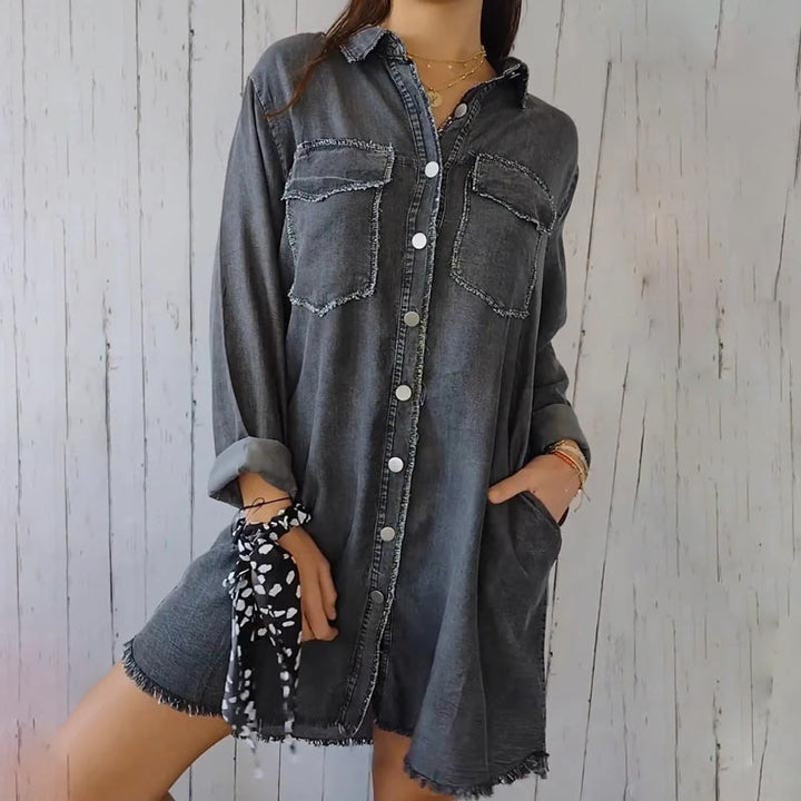 Vintém d'Ouro - Blazer jeans oversized da moda