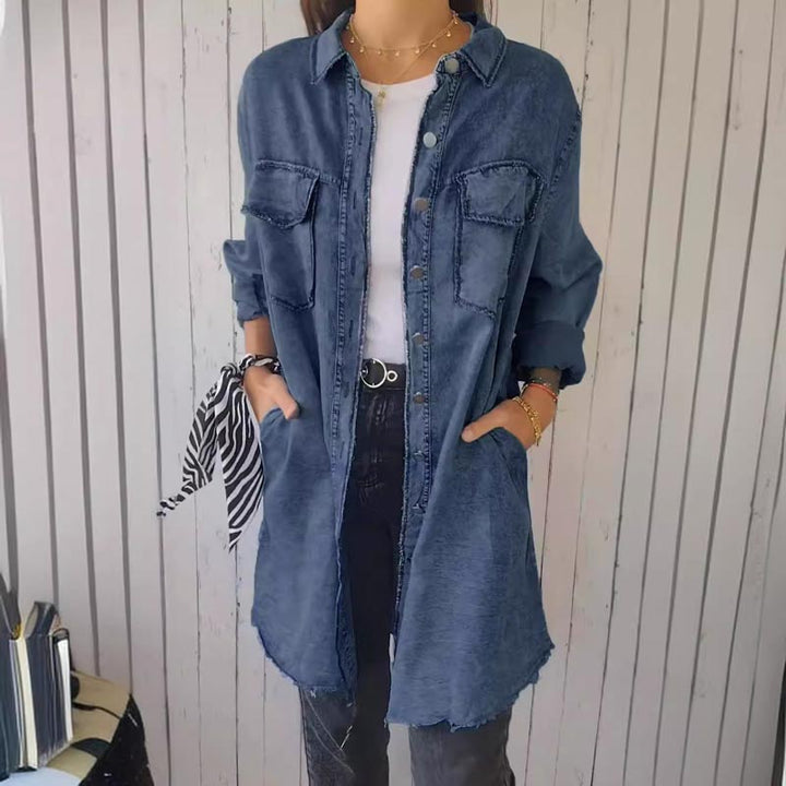 Vintém d'Ouro - Blazer jeans oversized da moda