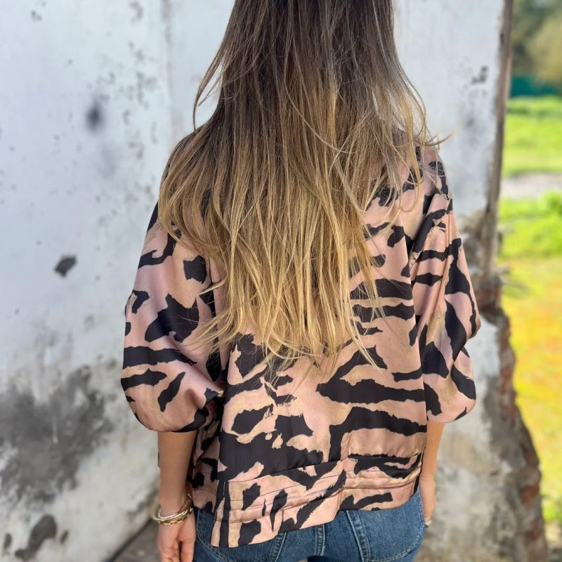 Vintém d'Ouro - Jaqueta de primavera com zíper zebra