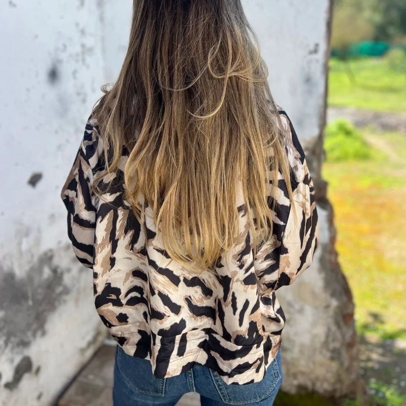 Vintém d'Ouro - Jaqueta de primavera com zíper zebra