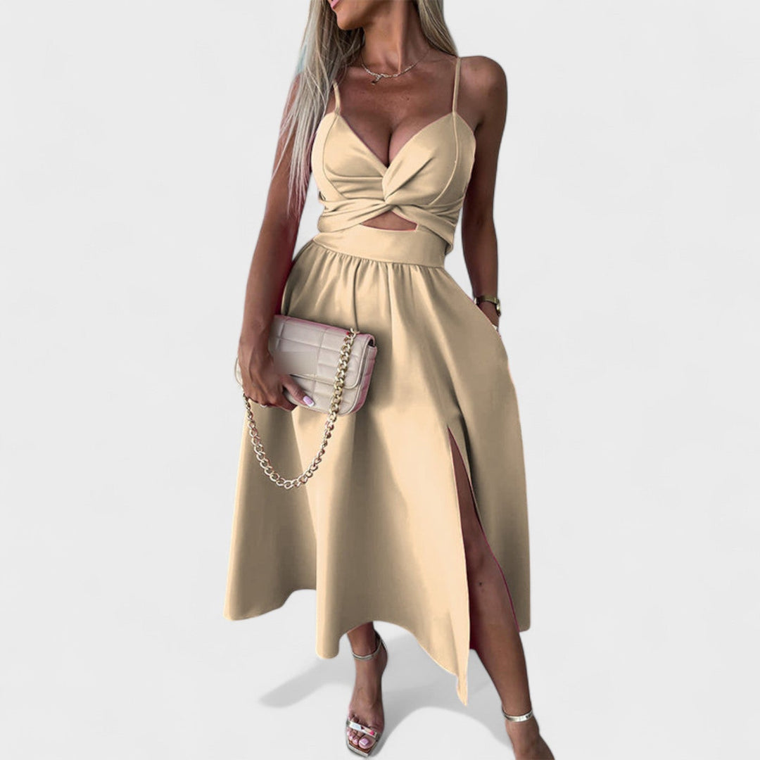 Vintém d'Ouro - Vestido Midi com Abertura