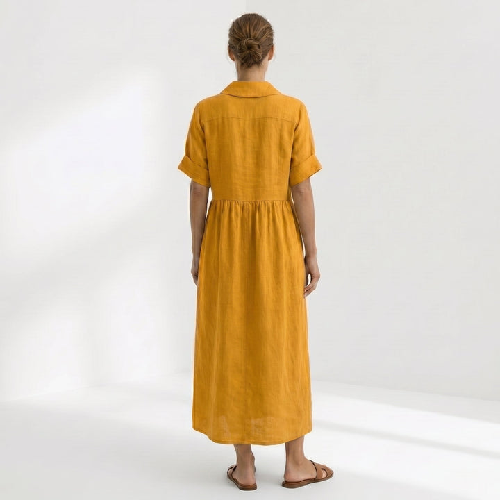 Vintém d'Ouro - Vestido Elegante em Linho