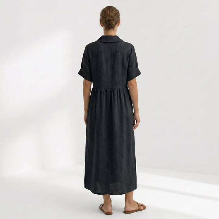 Vintém d'Ouro - Vestido Elegante em Linho