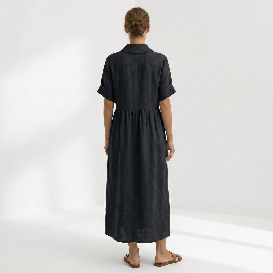 Vintém d'Ouro - Vestido Elegante em Linho