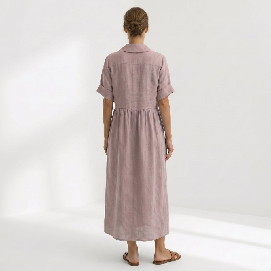 Vintém d'Ouro - Vestido Elegante em Linho
