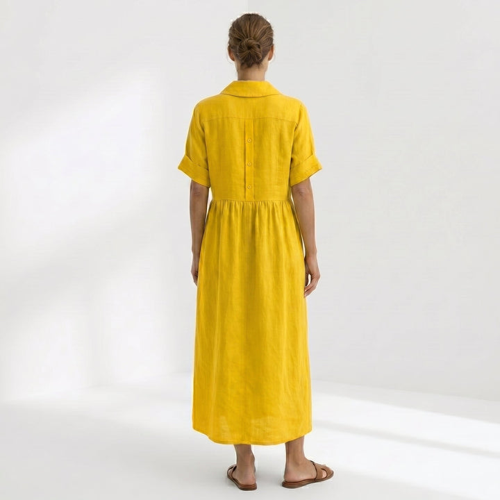 Vintém d'Ouro - Vestido Elegante em Linho