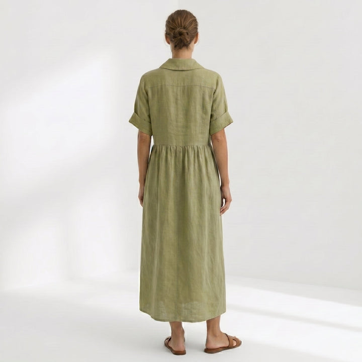 Vintém d'Ouro - Vestido Elegante em Linho