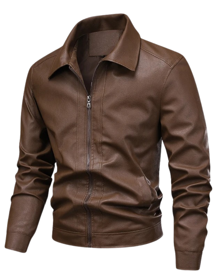 Vintém d'Ouro - Casaco de couro elegante à prova de vento