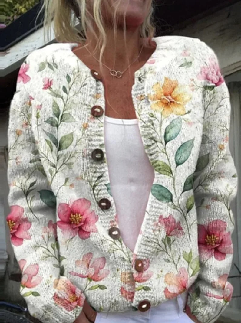 Vintém d'Ouro - Cardigan Floral Elegante