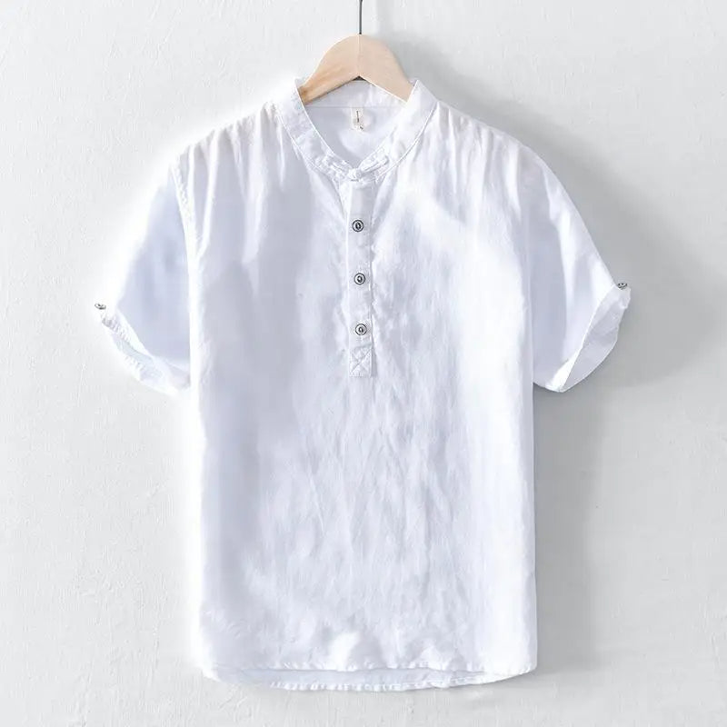 Vintém d'Ouro - Camisa de manga curta em linho de algodão