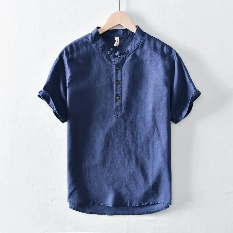 Vintém d'Ouro - Camisa de manga curta em linho de algodão