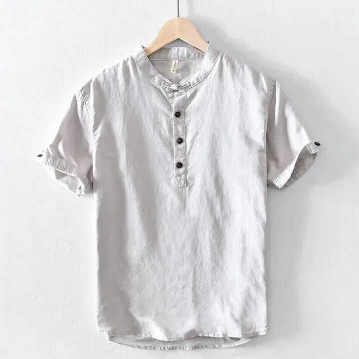 Vintém d'Ouro - Camisa de manga curta em linho de algodão