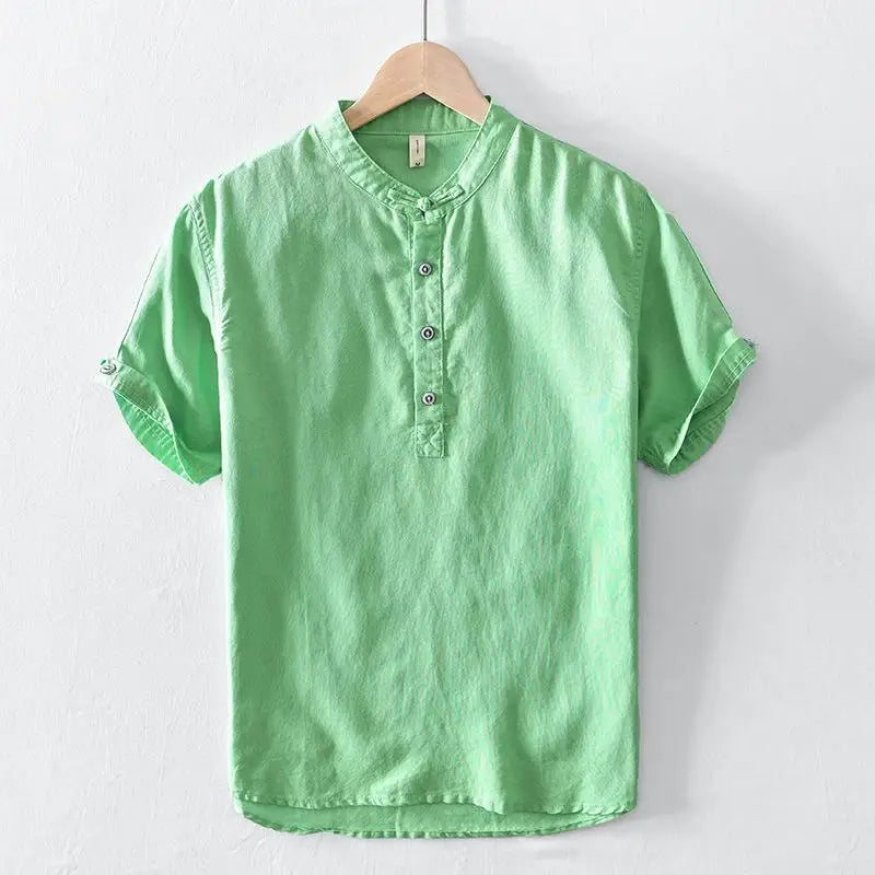 Vintém d'Ouro - Camisa de manga curta em linho de algodão