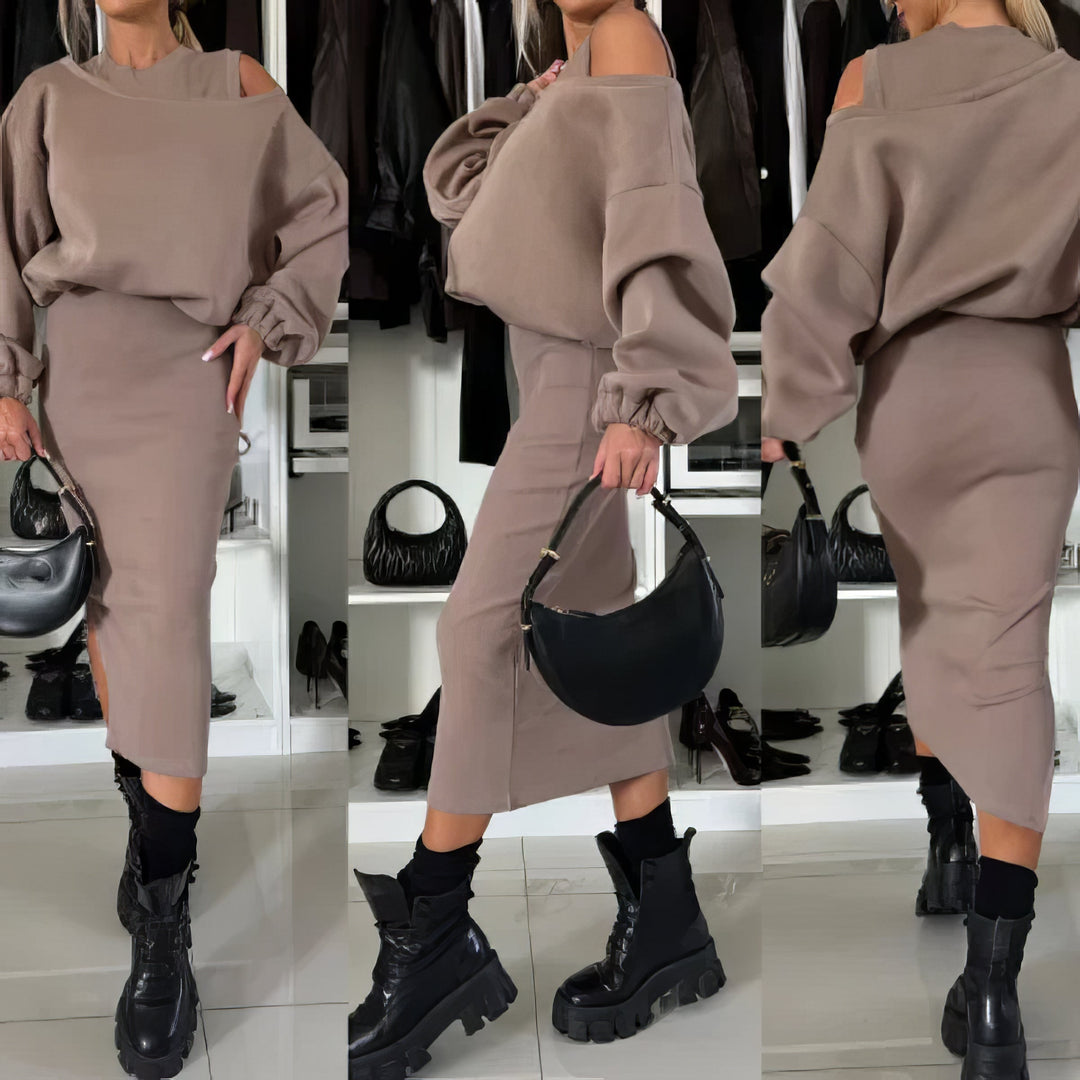 Vintém d'Ouro - Conjunto de 2 peças de moletom sem mangas e vestido feminino